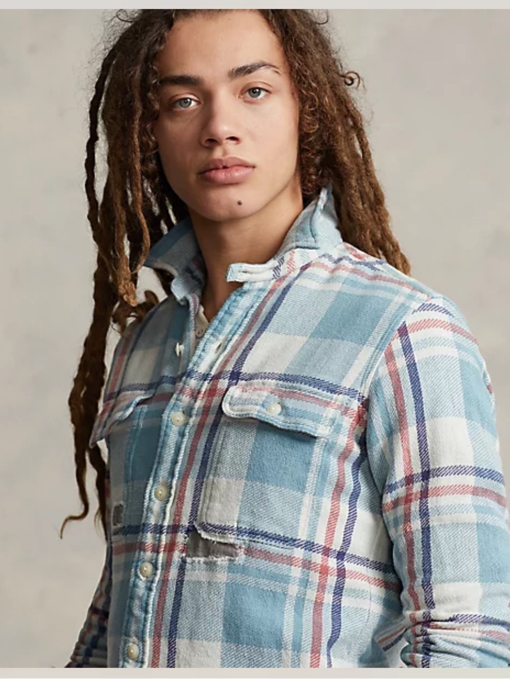 Polo by Ralph Lauren Teal, Cream & Red Plaid Flannel Shirt - Picture 5 of 12